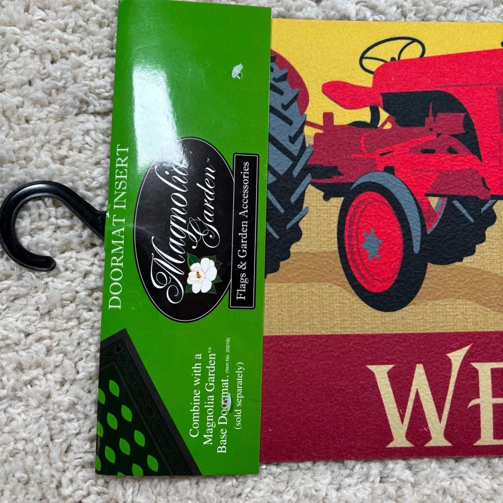 Magnolia Garden Doormat Insert Home 22x10 Multicolor NEW Farmhouse‎ Red Tractor